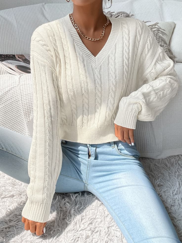 Textured Knit Sweater for Women